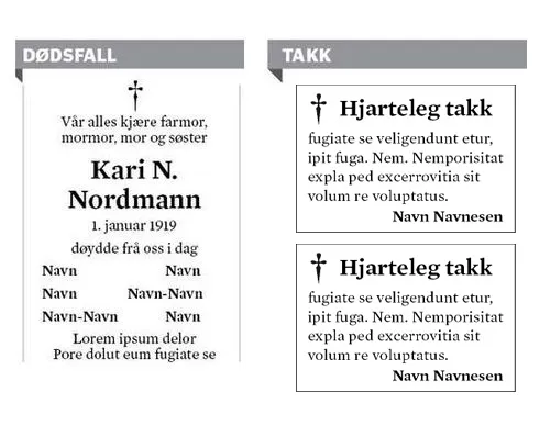 Dødsannonsar og takkeannonsar