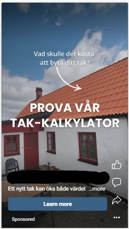 Annons för takkalkylator